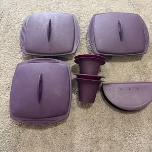 Epicure Selections Purple Silicone Bakeware Set Square Steamers Omelet Maker 8pc